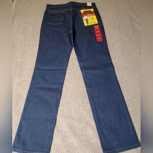 NWT-Wrangler Dark Blue Wash Denim Jeans Cowboy Cut Slim Fit Men Sz 35x 36